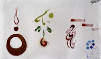 a painting with a circle, a circle, and a flower
